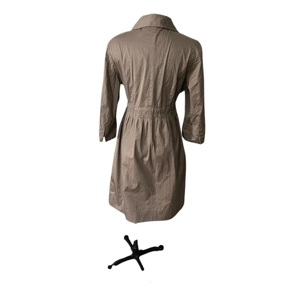 Sussan Taupe Brown Trench Shirt Dress Size 14 Quiet Lagenlook Contemporary - Picture 3 of 13
